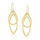 14k Yellow Gold Entwined Teardrop Double Row Earrings Womens Anniversary Gift