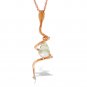 14K Solid Rose Gold Snake Necklace with Dangling Briolette White Topaz & Diamond