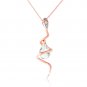 14K Solid Rose Gold Snake Necklace with Dangling Briolette White Topaz & Diamond