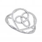 Womens 1/6 CT Carat Diamond Heart Trinity RING One-of-a-Kind Pave Set Design 10k