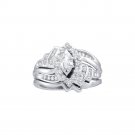 Marquise Diamond Bridal Wedding Engagement Ring Band Set 14k White Gold  0.50 CT