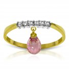1.45 Carat 14K Solid Gold Ring Natural Diamond Dangling Pink Topaz Gemstone