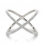 14k White Gold X Style Thin Ring with Diamonds (1/2 cttw)