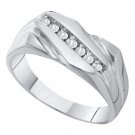 10k White Gold Mens Round Diamond Band Wedding Anniversary Ring 1/8 Ctw