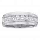 Mens Diamond Wedding Band Ring Round Cut 10kt White Gold 1/2 Ct Size 8-13