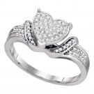Gorgeous Elevated Heart DIAMOND RING Cool Fashion Jewelry 1/5 Ct 10k White Gold