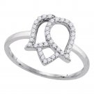 10k White Gold Womens Round Diamond Tulip Flower Cluster Ring 1/5 Ct