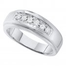 14k White Gold Mens Round Diamond Single Row Polished Wedding Band Ring 1/4
