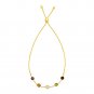 Adjustable Bracelet with Multicolored Small Round Gemstones in 14k Yellow Gold