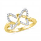 Unique Diamond Butterfly Ring For Women Vintage Design 1/6 Ct 10k Yellow Gold