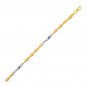 14k Two-Tone Gold Rope Bracelet with Polished Spiral Bar Stations
