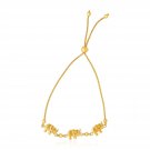 14k Yellow Gold Elephant Station Lariat Style Bracelet