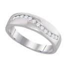 10k White Gold Round Diamond Mens Masculine Wedding Anniversary Band Ring