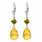 Womens 11.0 Carat 14K Solid White Gold Lasting Values Peridot Citrine Earrings