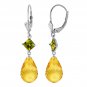 Womens 11.0 Carat 14K Solid White Gold Lasting Values Peridot Citrine Earrings