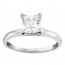 14k White Gold Princess CUT 3/4 CT Diamond Solitaire RING Wedding Engagement