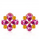 4.85 Carat 14K Solid Rose Gold French Clips Earrings Pink Topaz Citrine