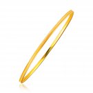 Real 14k Yellow Gold Concave Motif Thin Stackable Bangle Womens Genuine Bracelet