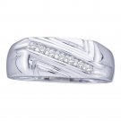 10kt White Gold Mens Round Diamond Diagonal Row Wedding Band Ring 1/8 Cttw