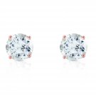 3.1 Carat 14K Solid Rose Gold Anna Aquamarine Stud Earrings