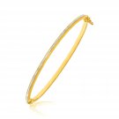 14k Two-Tone Gold Thin Bangle with a Textured Center Womens Genuine Bracelet