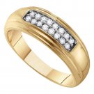 MENS 0.25 CT CARAT 10K YELLOW GOLD BRILLIANT DIAMOND WEDDING BAND RING SIZE 8-13