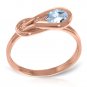 14K Solid Rose Gold Ring with Natural Aquamarine Gemstone Womens Size 5-11