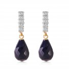 6.75 Carat 14K Solid Gold Enchant Sapphire Diamond Earrings Natural Gemstone