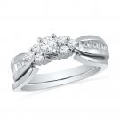 10k White Gold Round Diamond Bridal Wedding Engagement Ring Band Set 1/2 Cttw