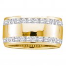14k Yellow Gold Womens Round Diamond Double Row Eternity Wedding Band 1.00 Cttw