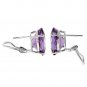15.1 CTW 14K Solid White Gold French Clips Earrings Natural Amethyst