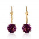 1.2 Carat 14K Solid Gold Iris Amethyst Earrings Natural Gemstone Womens Girls