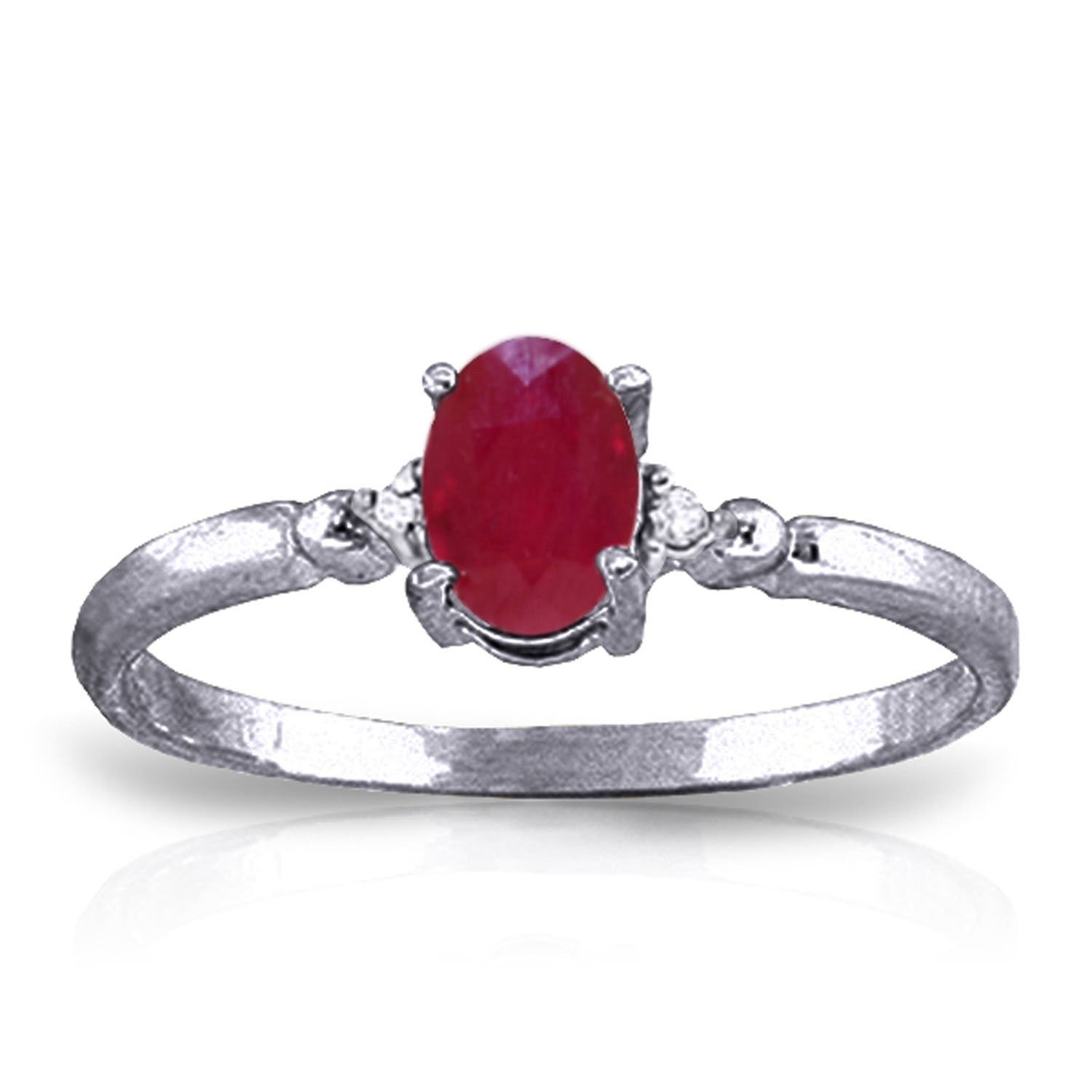 0.51 Carat 14K Solid White Gold Ring Natural Diamond Ruby Genuine Gemstone