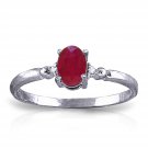 0.51 Carat 14K Solid White Gold Ring Natural Diamond Ruby Genuine Gemstone