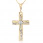 0.05 CTW 14K Solid Gold Cross Necklace Natural Diamond