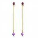 3.15 Carat 14K Solid Gold Chandelier Earrings Natural Amethyst