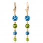 7.8 CTW 14K Solid Gold Drizzle Blue Topaz Peridot Earrings Womens Girls Ladies