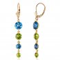 7.8 CTW 14K Solid Gold Drizzle Blue Topaz Peridot Earrings Womens Girls Ladies