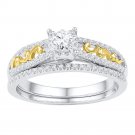 10kt Two-tone Gold Round Diamond Bridal Wedding Engagement Ring Band Set 1/2 Ctw