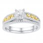 10kt Two-tone Gold Round Diamond Bridal Wedding Engagement Ring Band Set 1/2 Ctw