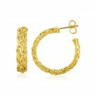 14k Yellow Gold Womens & Girls Cute Byzantine Three-Quarter Moon Post Earrings