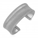 Textured Concave Cuff Bangle with White Finish in Sterling Silver Womens Girls