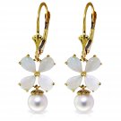 6 Carat 14K Solid Gold Leverback Earrings Opal pearl