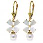 6 Carat 14K Solid Gold Leverback Earrings Opal pearl