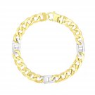 14k Two-Tone Gold Men's Bracelet Curb Design Chain Top Quality Durable Design