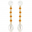 11 Carat 14K Solid Gold pearly View Citrine pearl Earrings Gemstone Jewelry