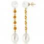 11 Carat 14K Solid Gold pearly View Citrine pearl Earrings Gemstone Jewelry