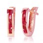 1.3 Carat 14K Solid Rose Gold Oval Huggie Earrings Ruby
