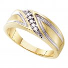 Mens 1/10 CT Genuine Diamond Wedding Band RING 10k Solid Yellow Gold All Sizes