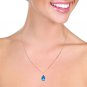 6.5 Ct 14K Solid Rose Gold Teardrop Blue Topaz Necklace Womens Stylish Gemstone